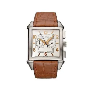 Girard Perregaux Vintage 1945 Chronograph White Dial 18kt White Gold Brown Leather Men's Watch 25820-53-151-BACA
