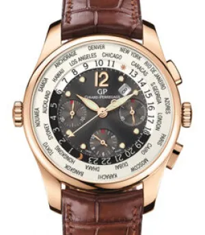 Girard Perregaux WW.TC Financial Grey Dial 18kt Pink Gold Leather Men's Watch 49815-52-251-BACA