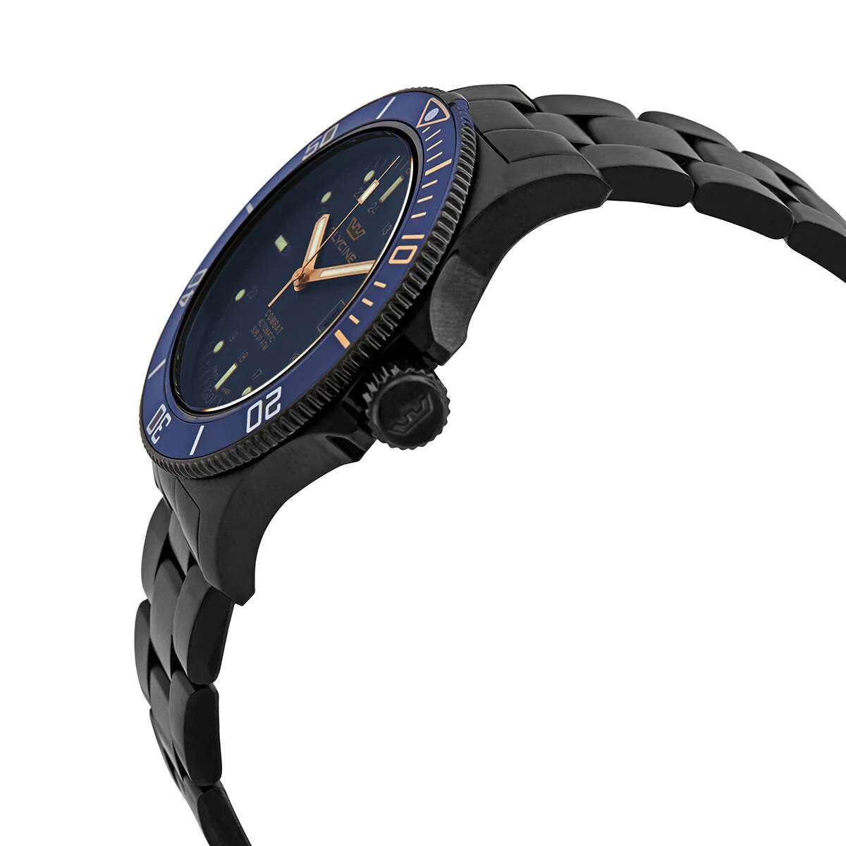 Glycine Combat Automatic Blue Dial Black PVD Men's Watch GL0295