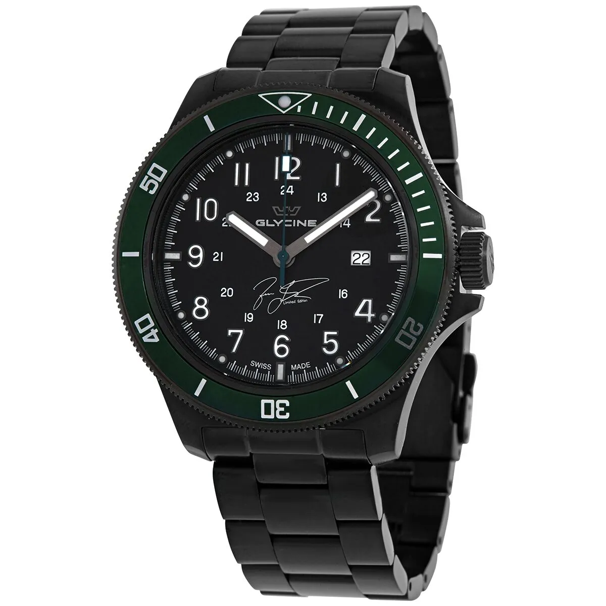 Glycine Combat Sub 46 'Jason Taylor' Automatic Black Dial Men's Watch GL0296