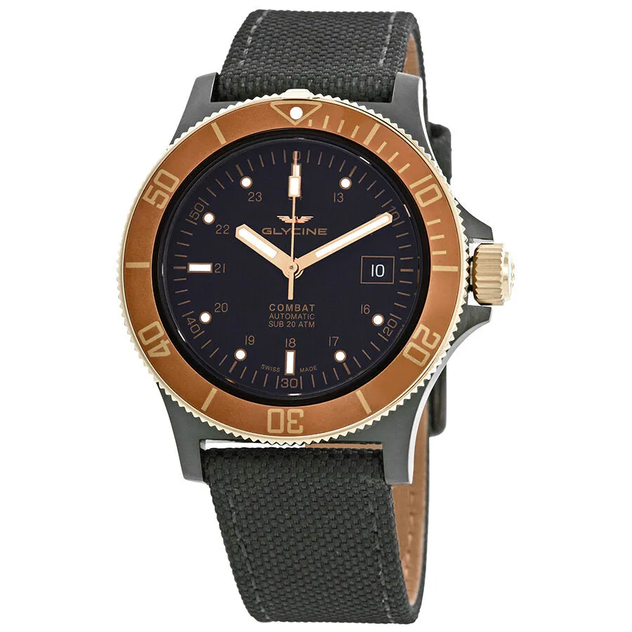 Glycine Combat Sub Automatic Black Dial Men's Nylon Watch GL0093
