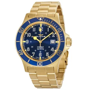 Glycine Combat Sub Automatic Blue Dial Yellow Gold-tone Men's Watch GL0082