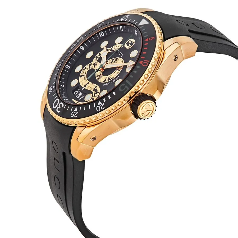 Gucci Dive Quartz Black Dial Men's Watch YA136219