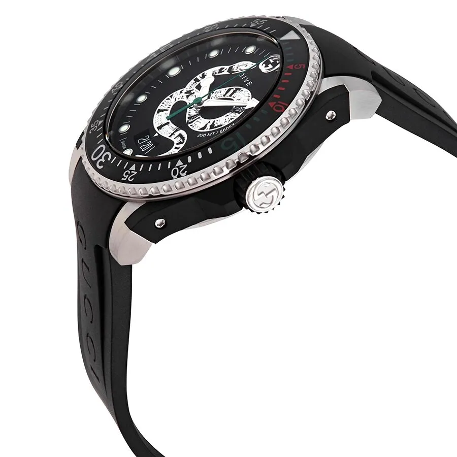 Gucci Dive Quartz Snake Black Dial Men's Watch YA136323