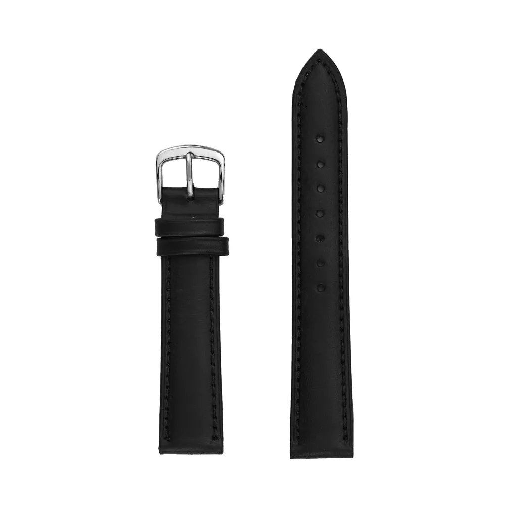 Men's Genuine Smooth Leather Watch Band - Black