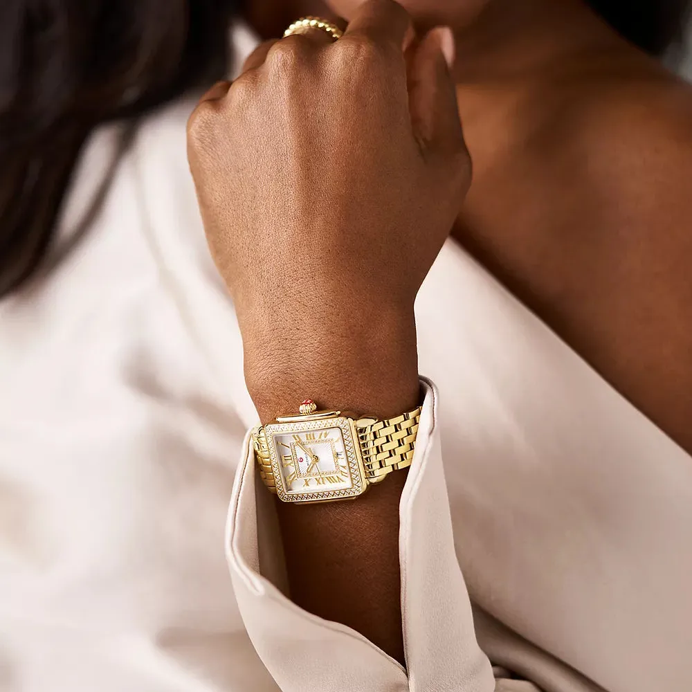 Michele Deco Madison Mid 18k Gold Diamond Watch