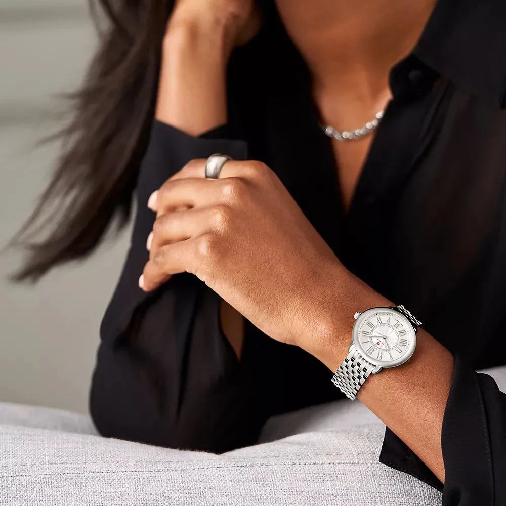 Michele Serein Mid Stainless Diamond Dial Watch