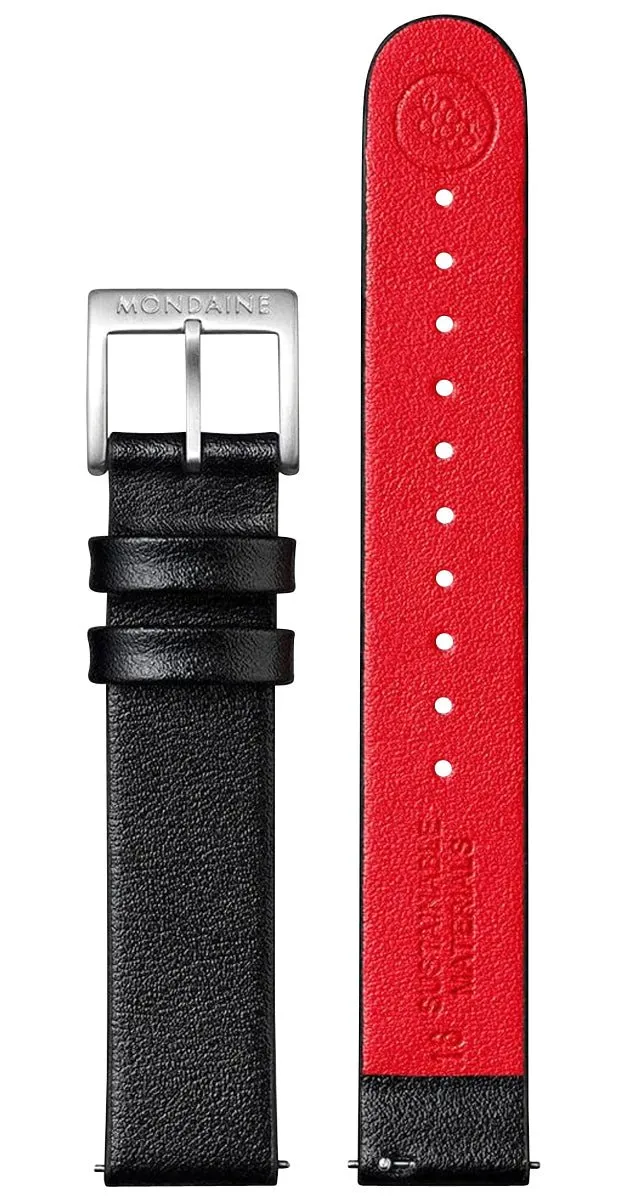 Mondaine Classic Stainless Steel White Dial Black Vegan Leather Strap Quartz Womens Watch A658.30323.16SBB