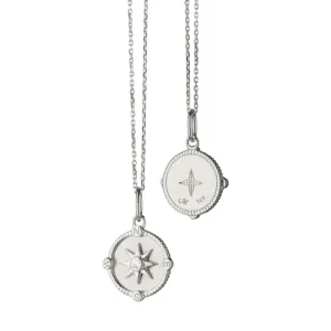 Monica Rich Kosann  Sterling Silver Mini Adventure Compass Charm Necklace