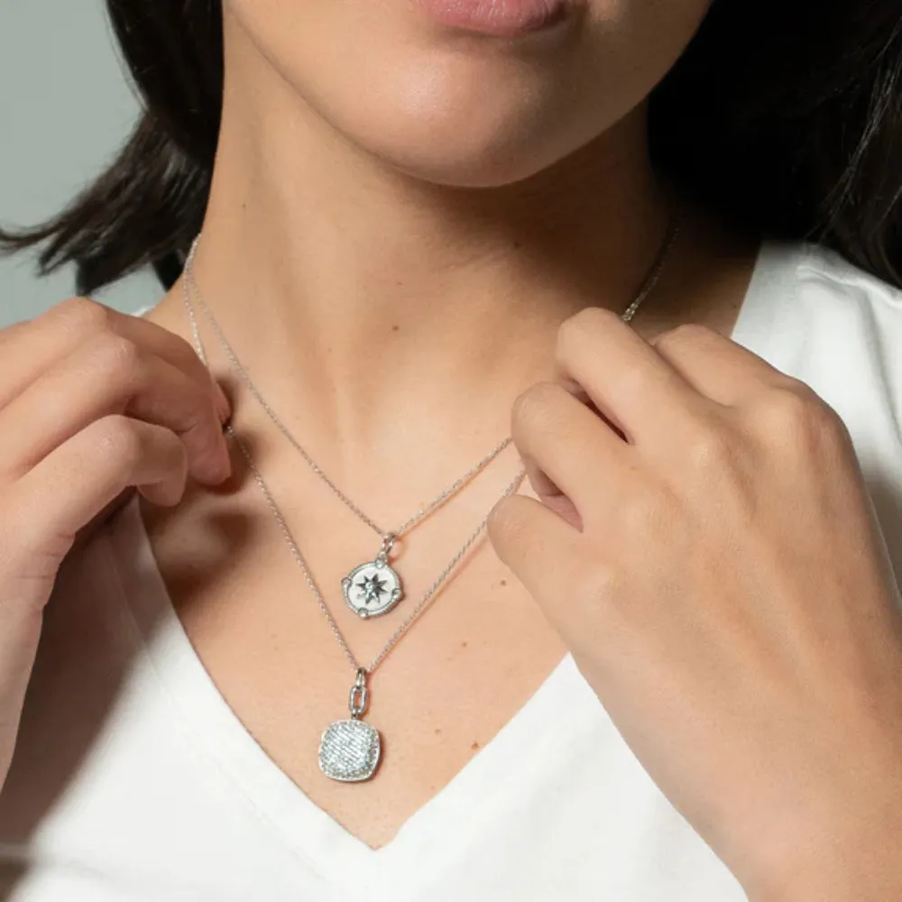 Monica Rich Kosann  Sterling Silver Mini Adventure Compass Charm Necklace
