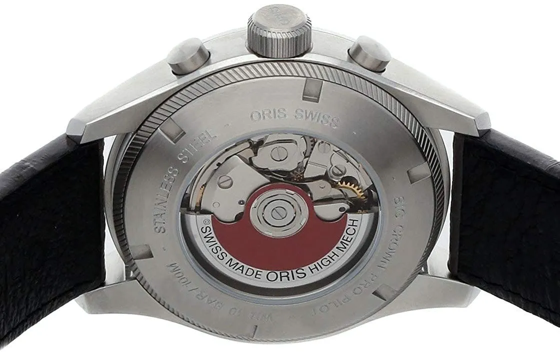 Oris Big Crown ProPilot Automatic Chronograph Grey Leather Strap Grey Dial Date Mens Watch 774 7699 4063-LS