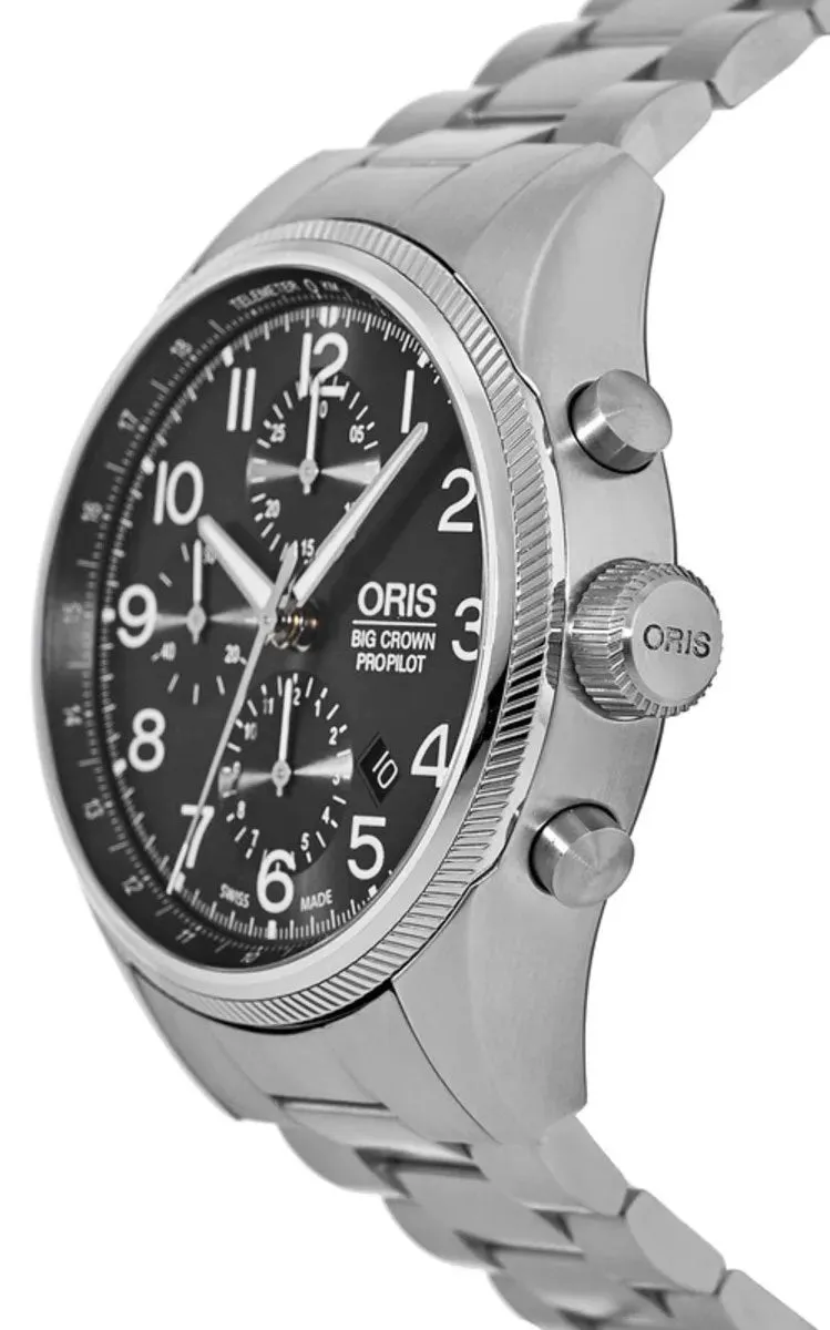 Oris Big Crown ProPilot Automatic Chronograph Stainless Steel Grey Dial Date Mens Watch 774 7699 4063-MB