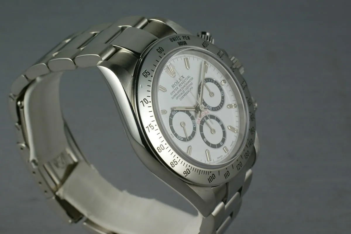 Rolex SS Zenith Daytona 16520 “white dial ” Box and Papers