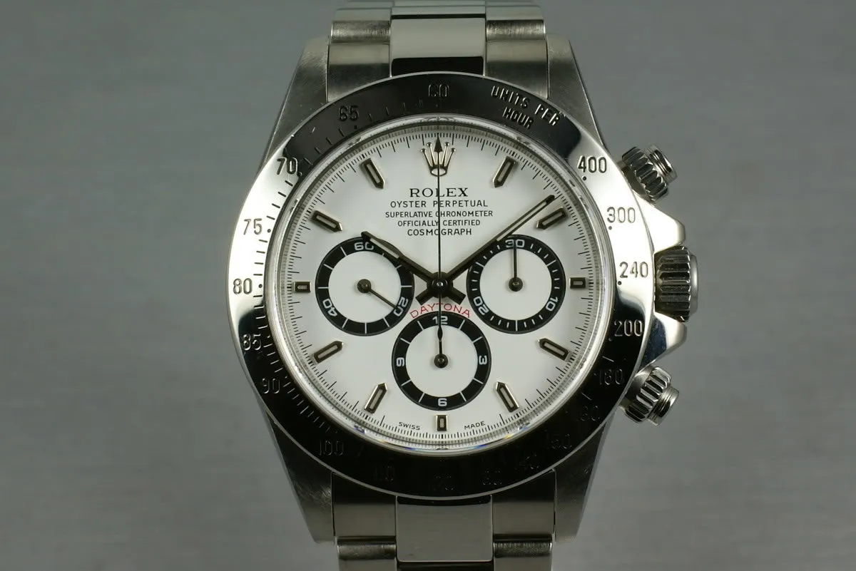 Rolex SS Zenith Daytona 16520 “white dial ” Box and Papers