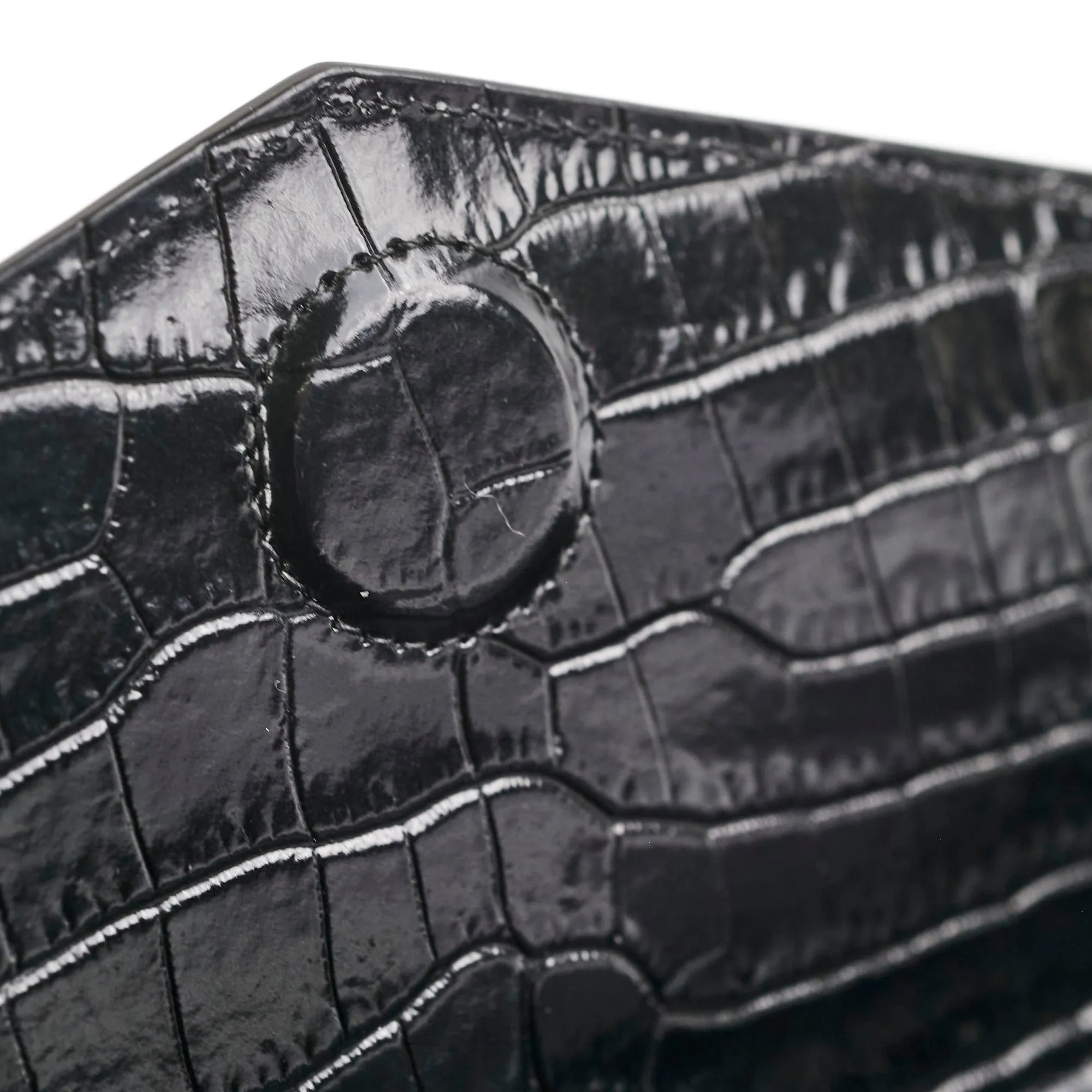 Saint Laurent Uptown Pouch Black Croc Embossed Clutch