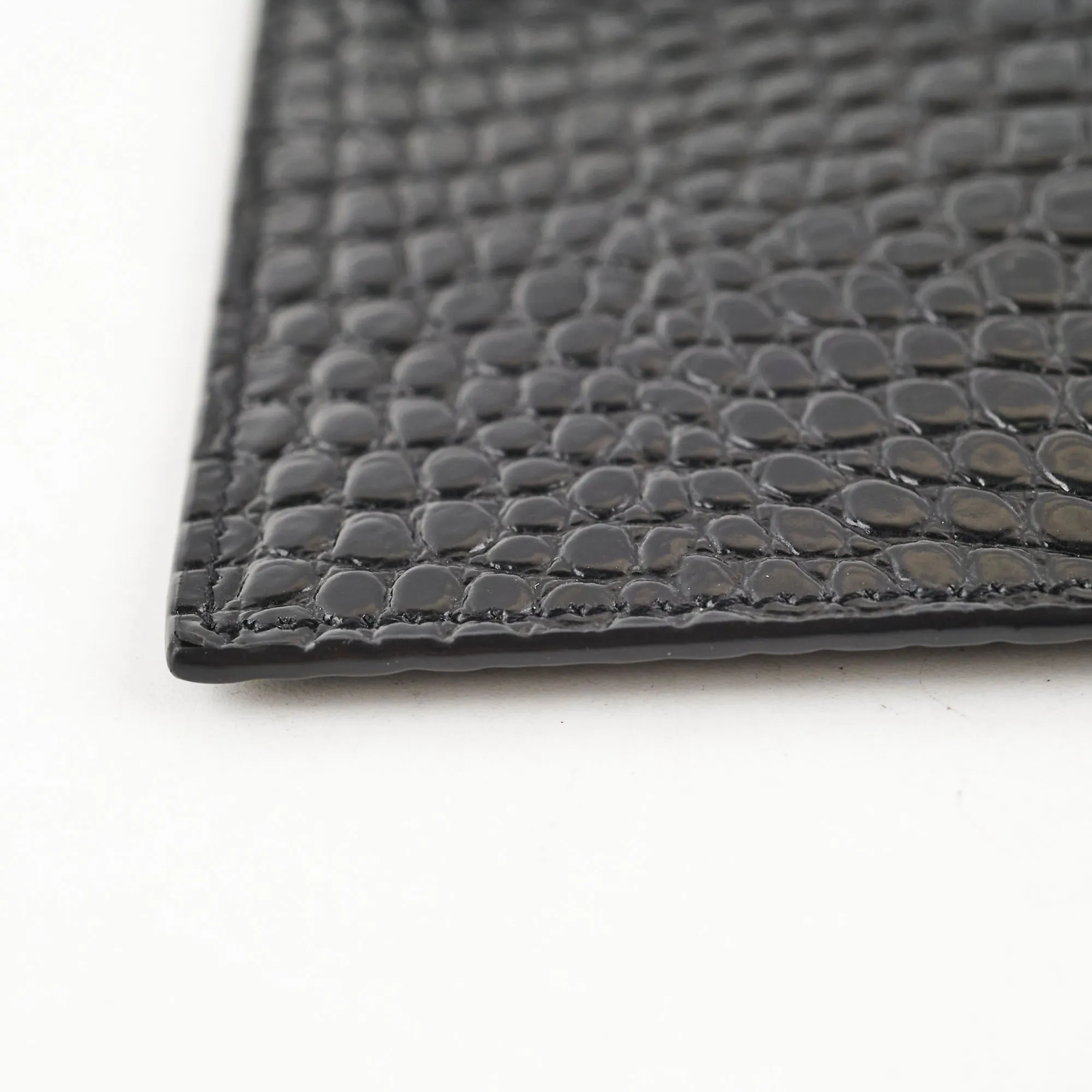 Saint Laurent Uptown Pouch Black Croc Embossed Clutch