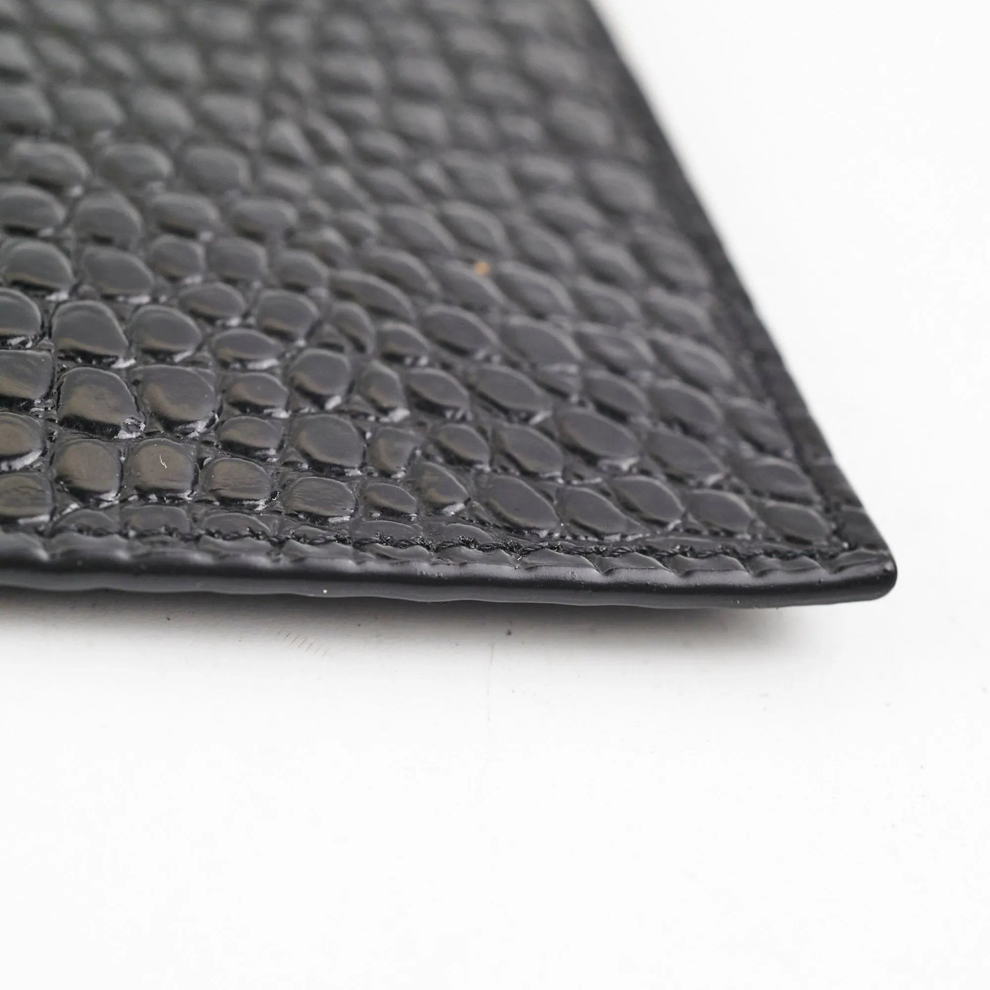 Saint Laurent Uptown Pouch Black Croc Embossed Clutch