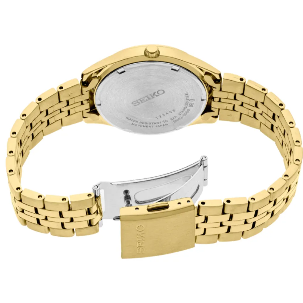 Seiko Essentials Collection 36.9mm Gold Tone Quartz Watch