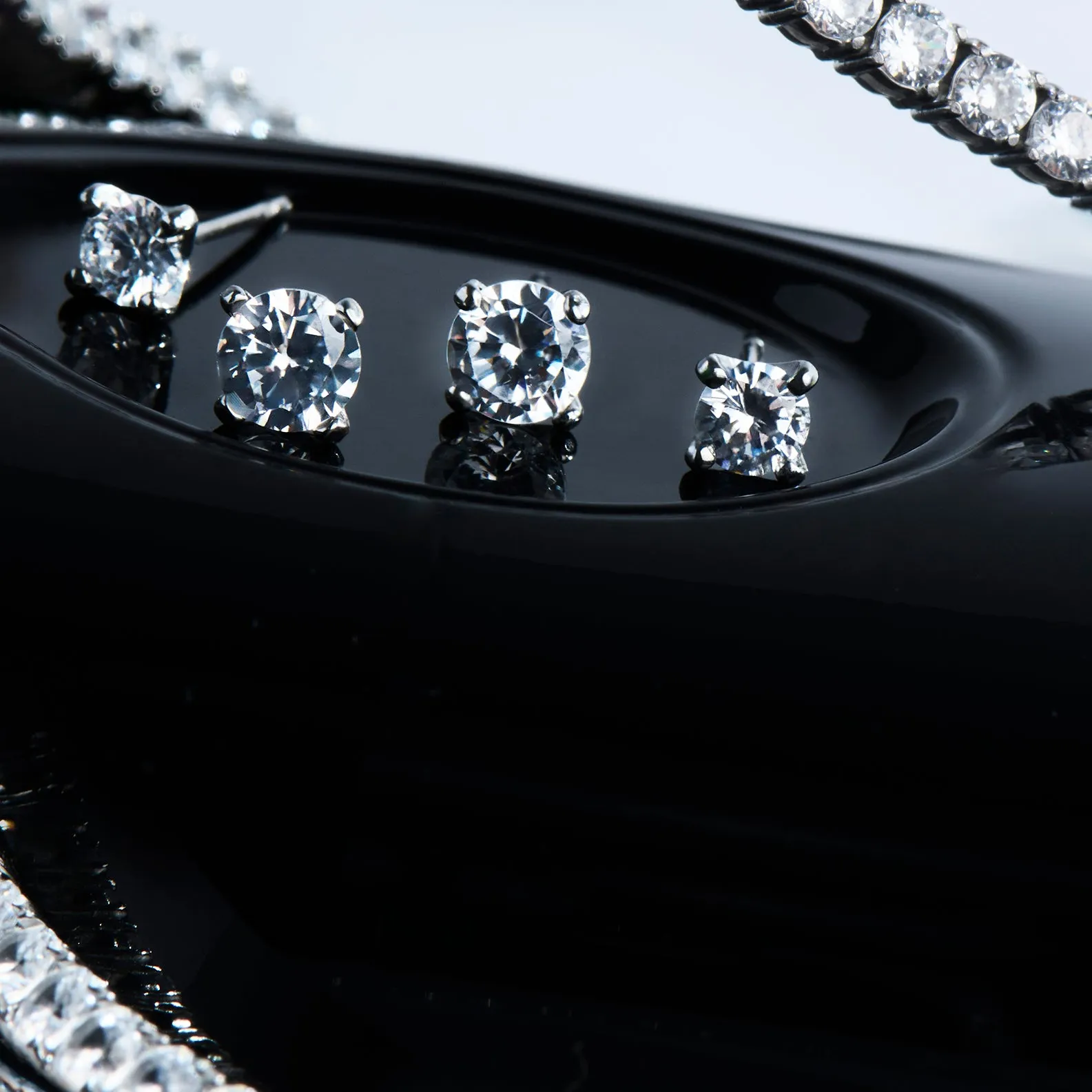 Stainless 5mm round cz stud earrings