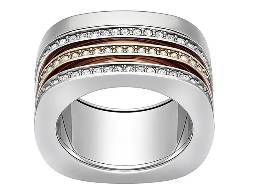 Swarovski Vio Rhodium & Rose Gold Plated Crystals Womens Ring Size 8 / 58 - 5184229