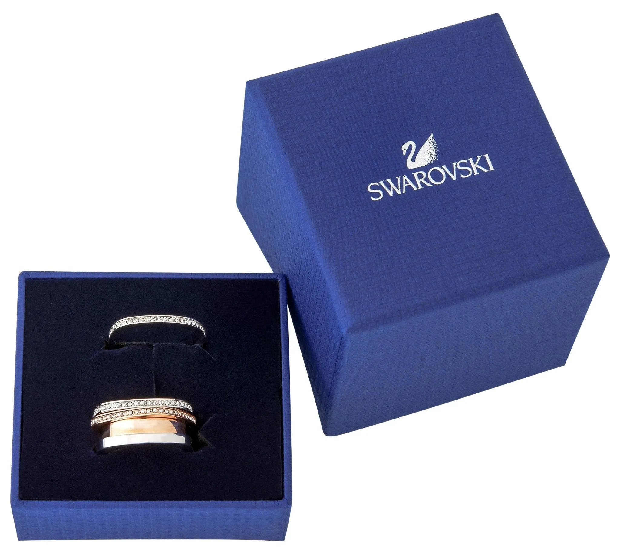Swarovski Vio Rhodium & Rose Gold Plated Crystals Womens Ring Size 8 / 58 - 5184229