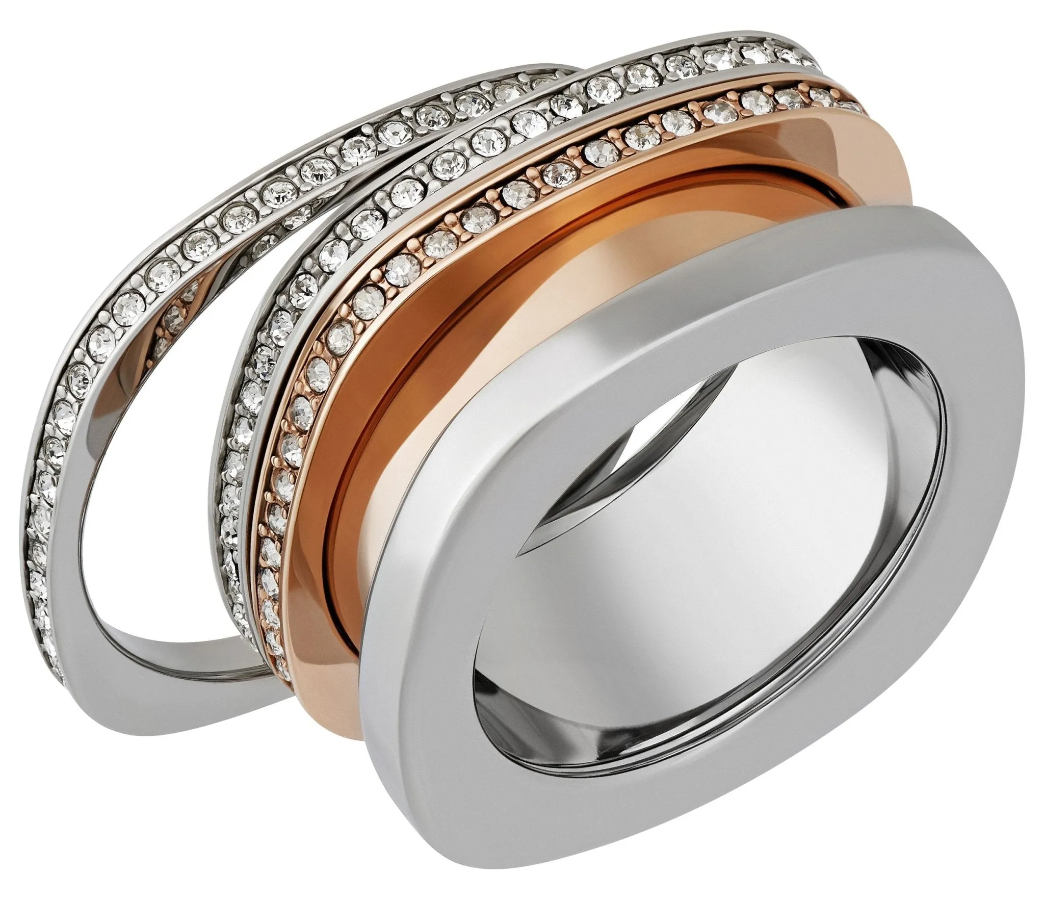 Swarovski Vio Rhodium & Rose Gold Plated Crystals Womens Ring Size 8 / 58 - 5184229