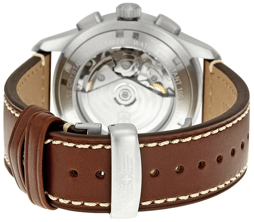 Swiss Army Airboss Mechanical Automatic Chronograph Steel Mens Watch Date 241598