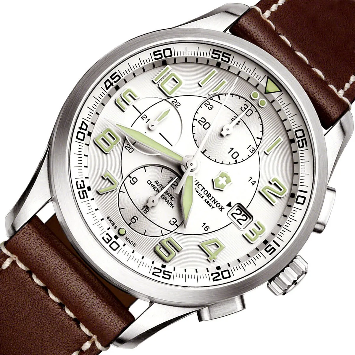 Swiss Army Airboss Mechanical Automatic Chronograph Steel Mens Watch Date 241598