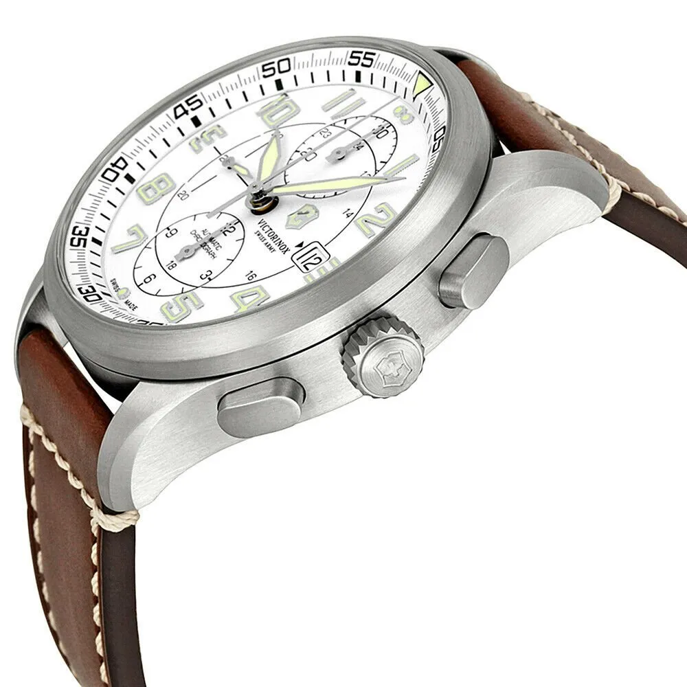 Swiss Army Airboss Mechanical Automatic Chronograph Steel Mens Watch Date 241598