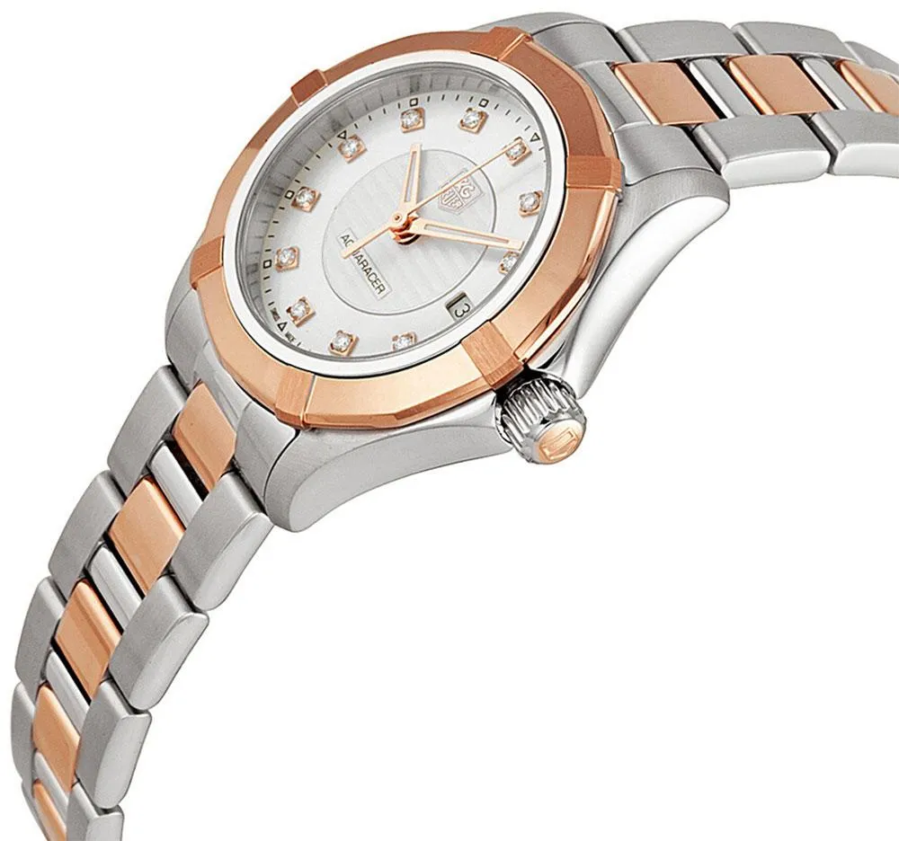 TAG Heuer Aquaracer Steel & Rose Gold Mother-of-Pearl Dial Diamonds Date Quartz Womens Watch WAP1451.BD0837