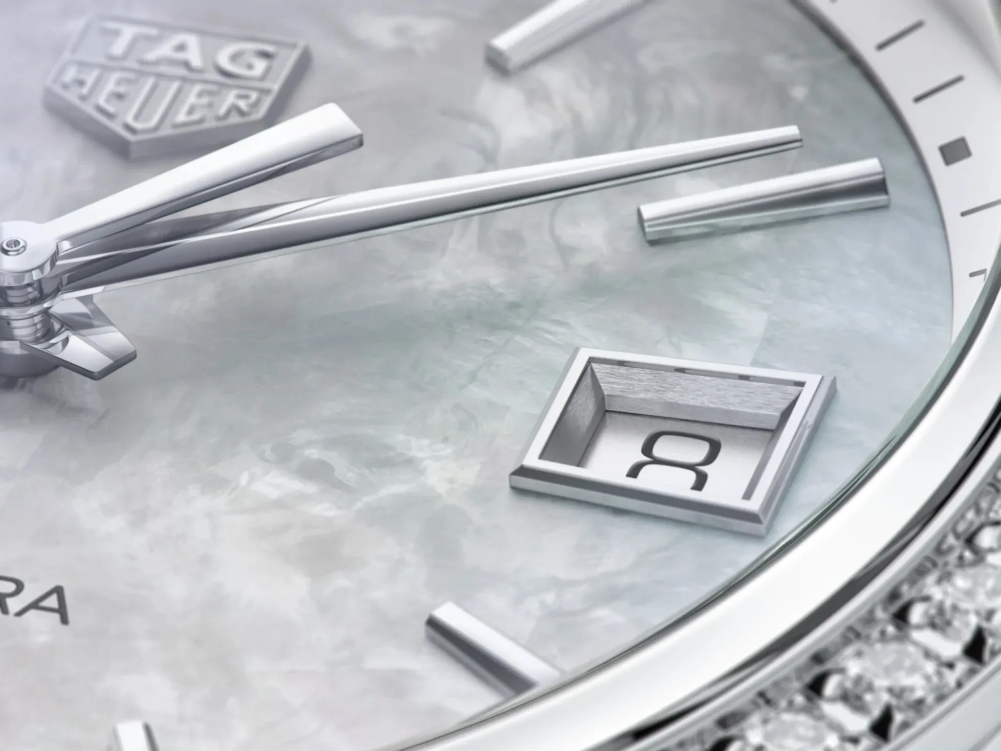 TAG Heuer Carrera Stainless Steel Mother-Of-Pearl Dial Diamonds Date Quartz Womens Watch WBK1316.BA0652