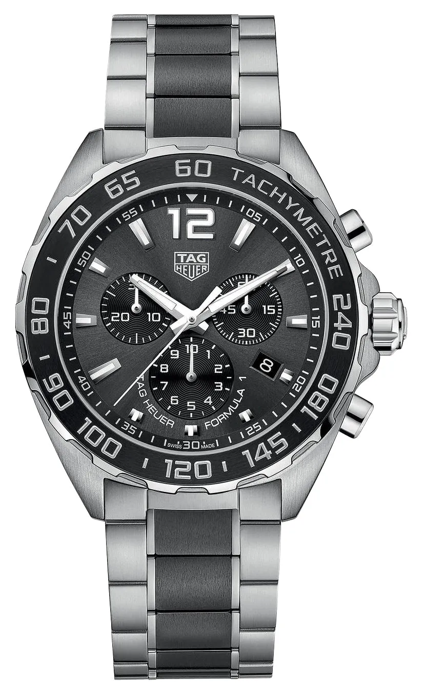 TAG Heuer Formula 1 Chronograph Stainless Steel & Ceramic Gray Dial Date Divers Quartz Mens Watch CAZ1011.BA0843