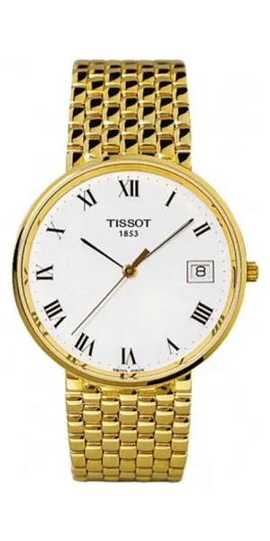 Tissot Goldrun 14K Yellow Gold White Dial Date Quartz Mens Watch T73240313