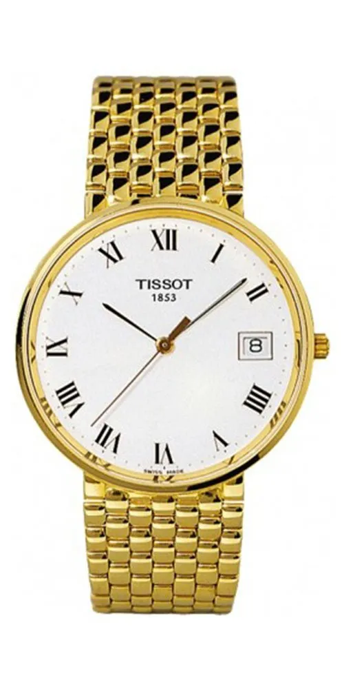 Tissot Goldrun 14K Yellow Gold White Dial Date Quartz Mens Watch T73240313