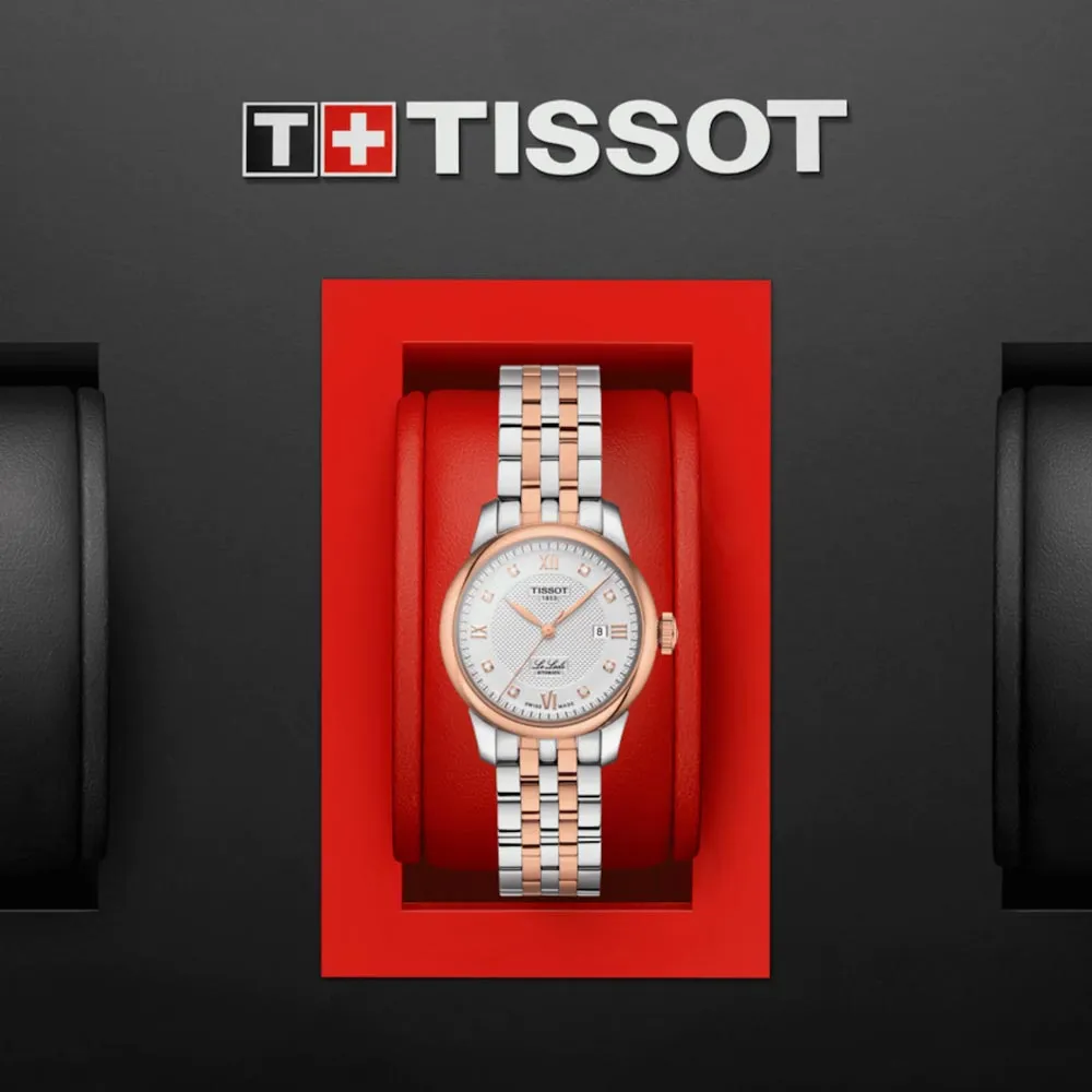 Tissot Le Locle Automatic Lady 29mm Silver Dial Special Edition Rose Gold PVD Steel Diamond Watch T0062072203600