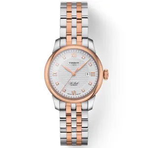 Tissot Le Locle Automatic Lady 29mm Silver Dial Special Edition Rose Gold PVD Steel Diamond Watch T0062072203600