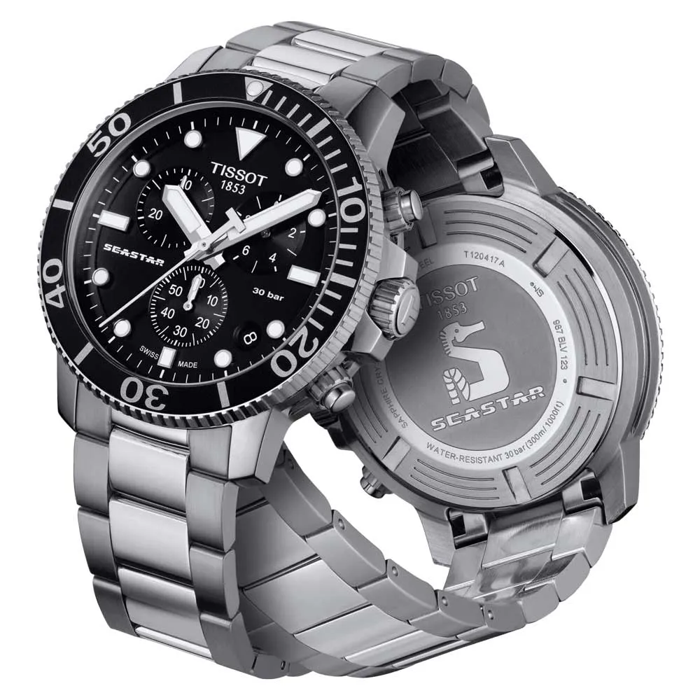 Tissot Seastar 1000 Chronograph 45.5mm Black Dial Quartz Gents Watch T1204171105100