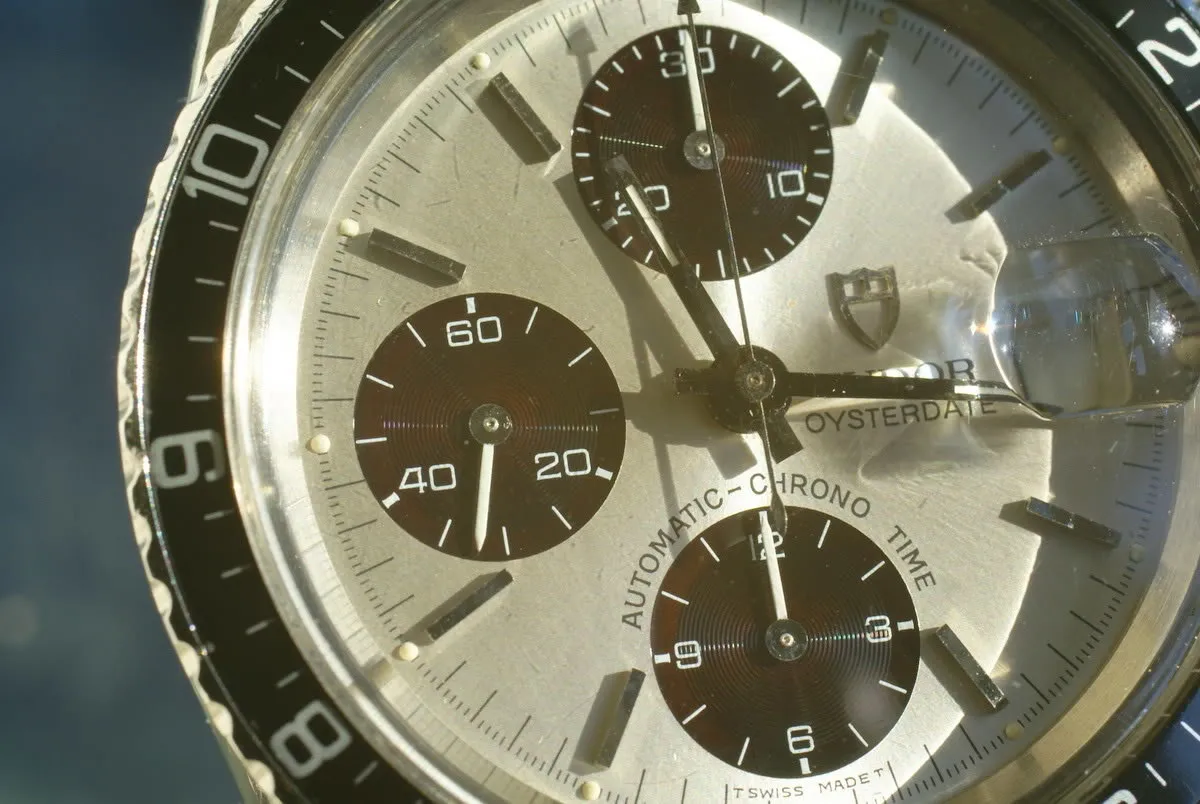 Tudor Chronograph Big Block 79170 with sub dial starting to turn chocolate