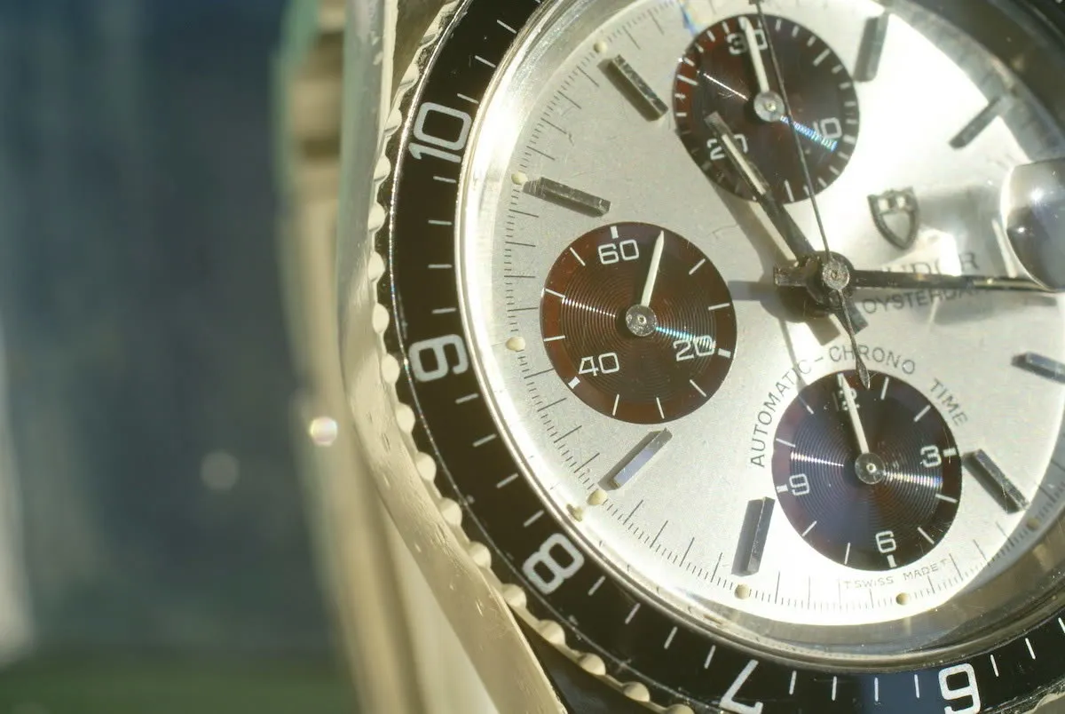 Tudor Chronograph Big Block 79170 with sub dial starting to turn chocolate