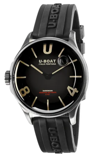 U-Boat Darkmoon Stainless Steel Black Dial Black Rubber Strap Quartz Mens Watch 9018