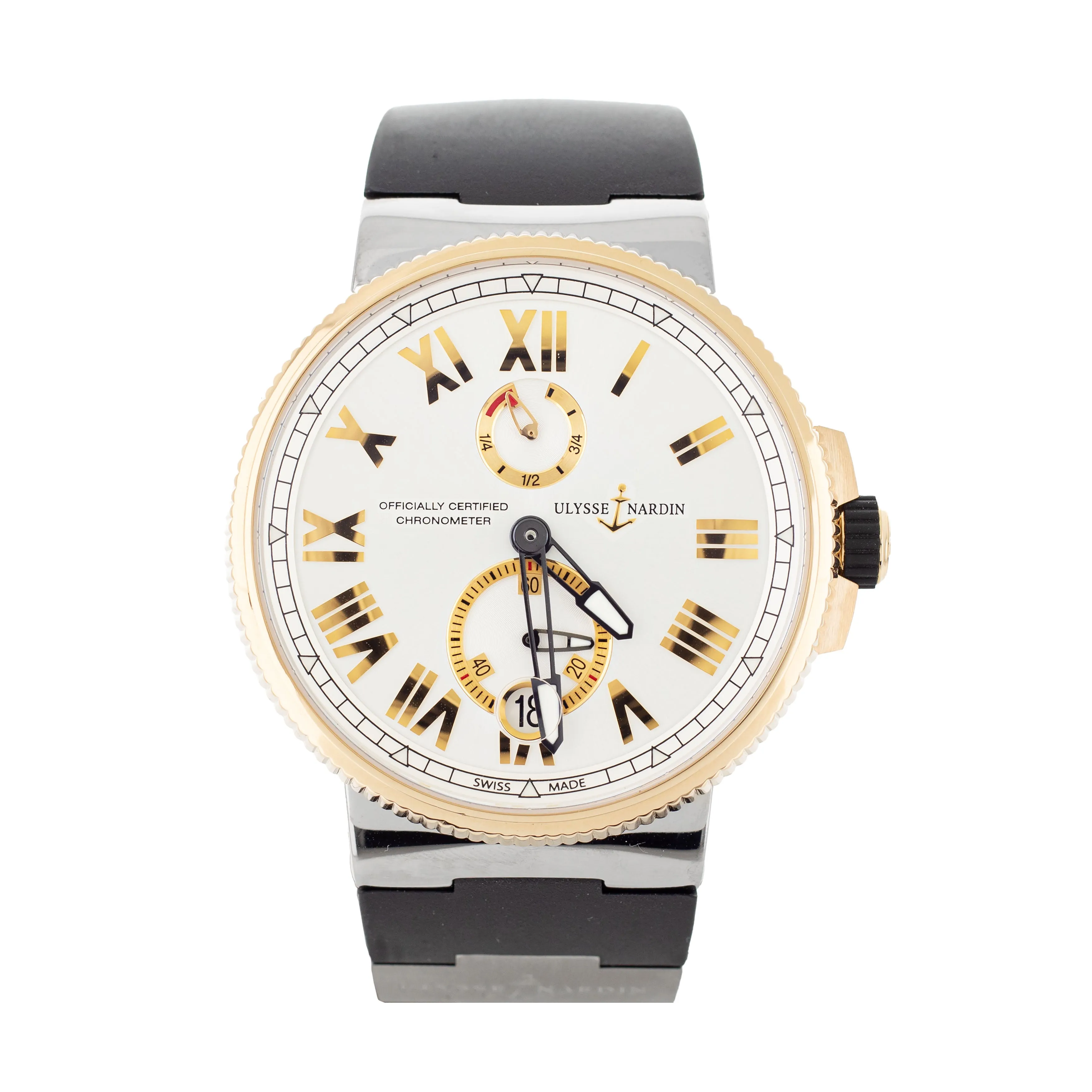 Ulysse Nardin Marine Chronometer Rose Gold Silver Dial 45mm 1185-122-41