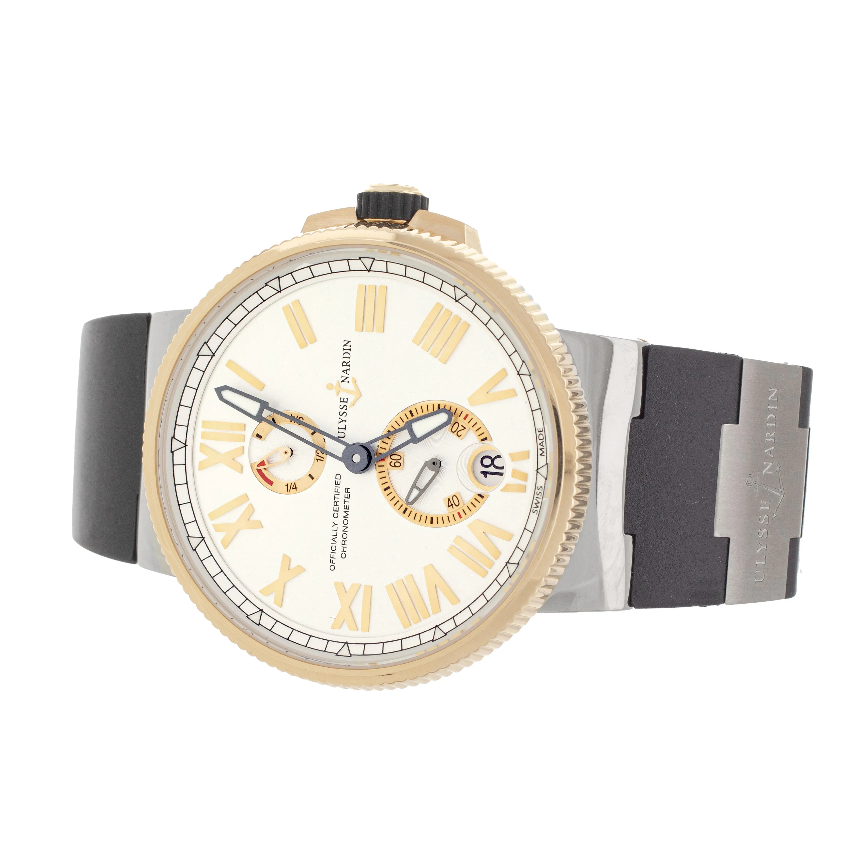 Ulysse Nardin Marine Chronometer Rose Gold Silver Dial 45mm 1185-122-41