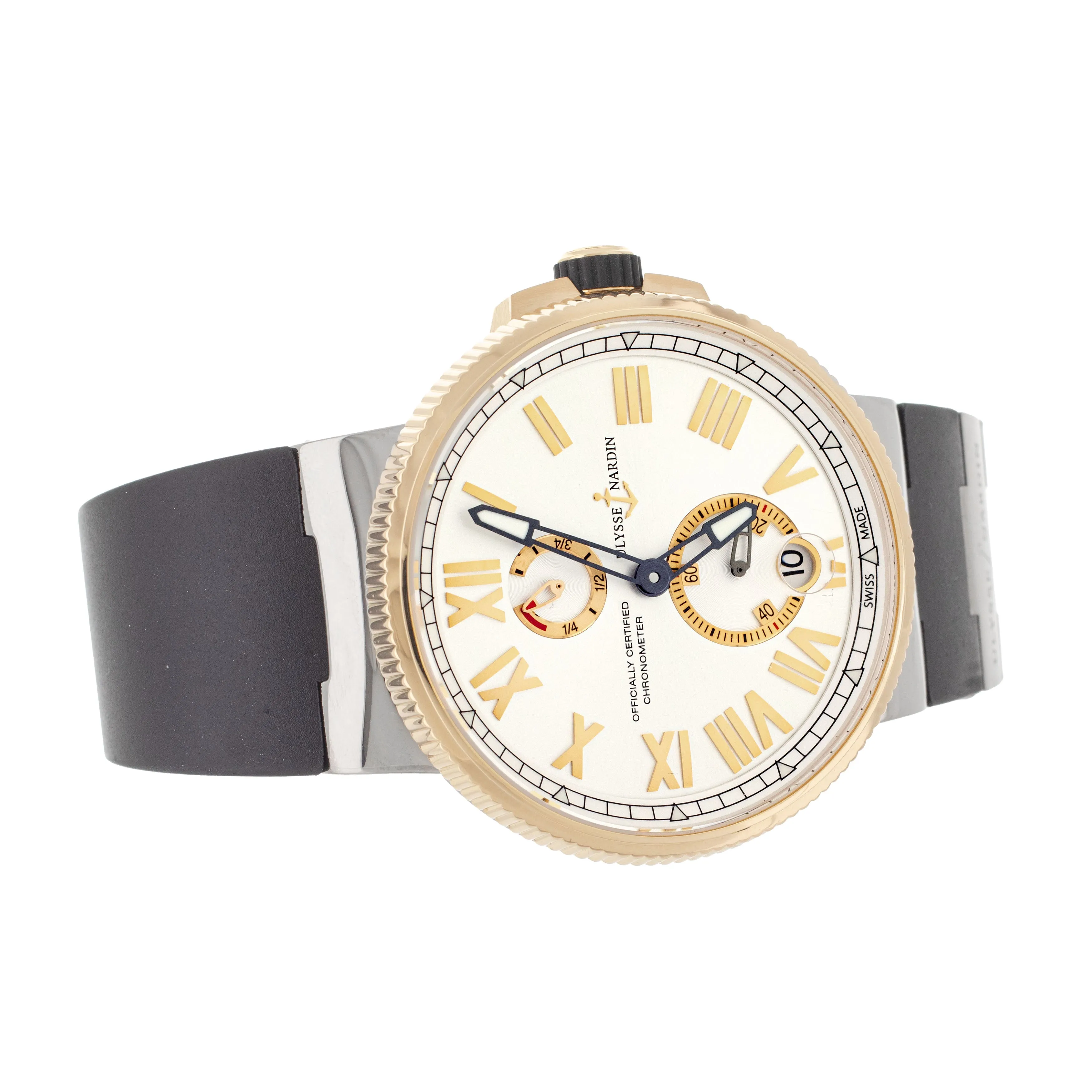 Ulysse Nardin Marine Chronometer Rose Gold Silver Dial 45mm 1185-122-41