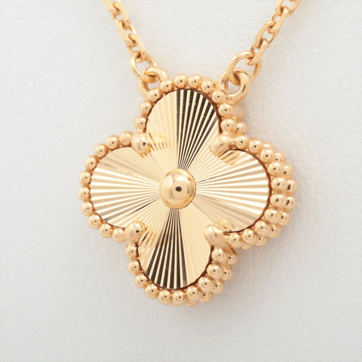 Van Cleef & Arpels Vintage Alhambra Guilloche Necklace Yellow Gold 2023
