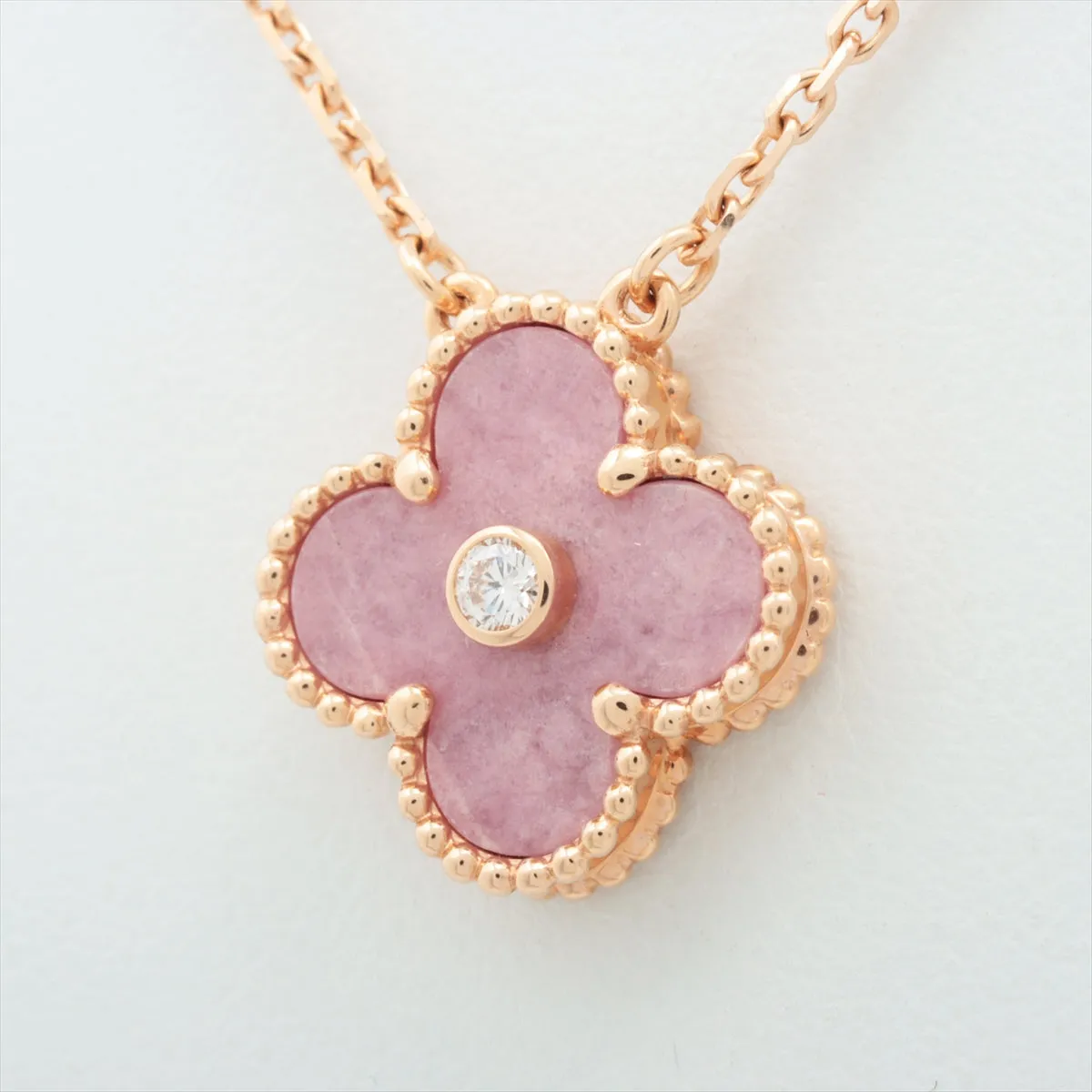 Van Cleef & Arpels Vintage Alhambra Rhodonite Diamond Necklace Holiday Limited Edition 2021