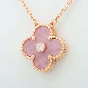 Van Cleef & Arpels Vintage Alhambra Rhodonite Diamond Necklace Holiday Limited Edition 2021