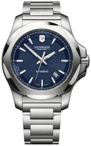 Victorinox Swiss Army INOX Mechanical Stainless Steel Mens Watch Blue Dial Calendar 241835