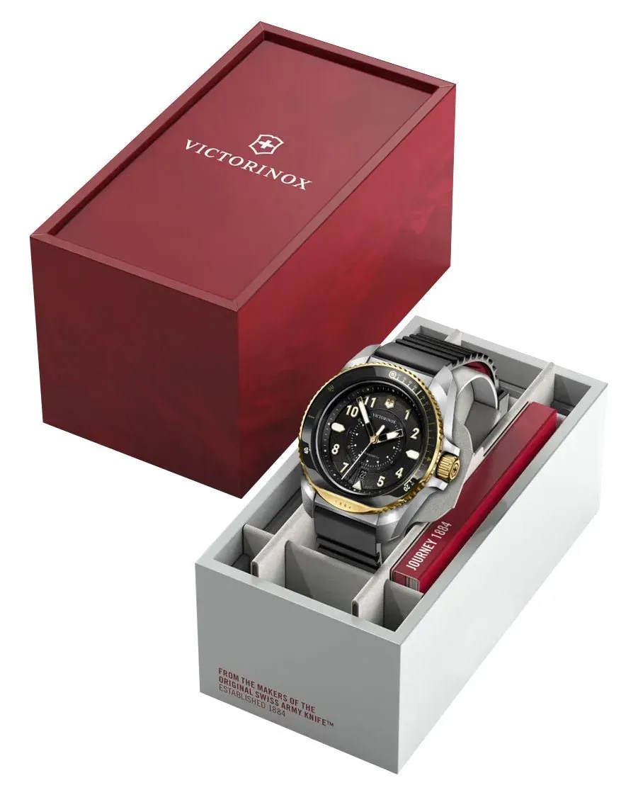 Victorinox Swiss Army Journey 1884 Stainless Steel Black Dial Black Rubber Strap Date Divers Quartz Mens Watch 242014