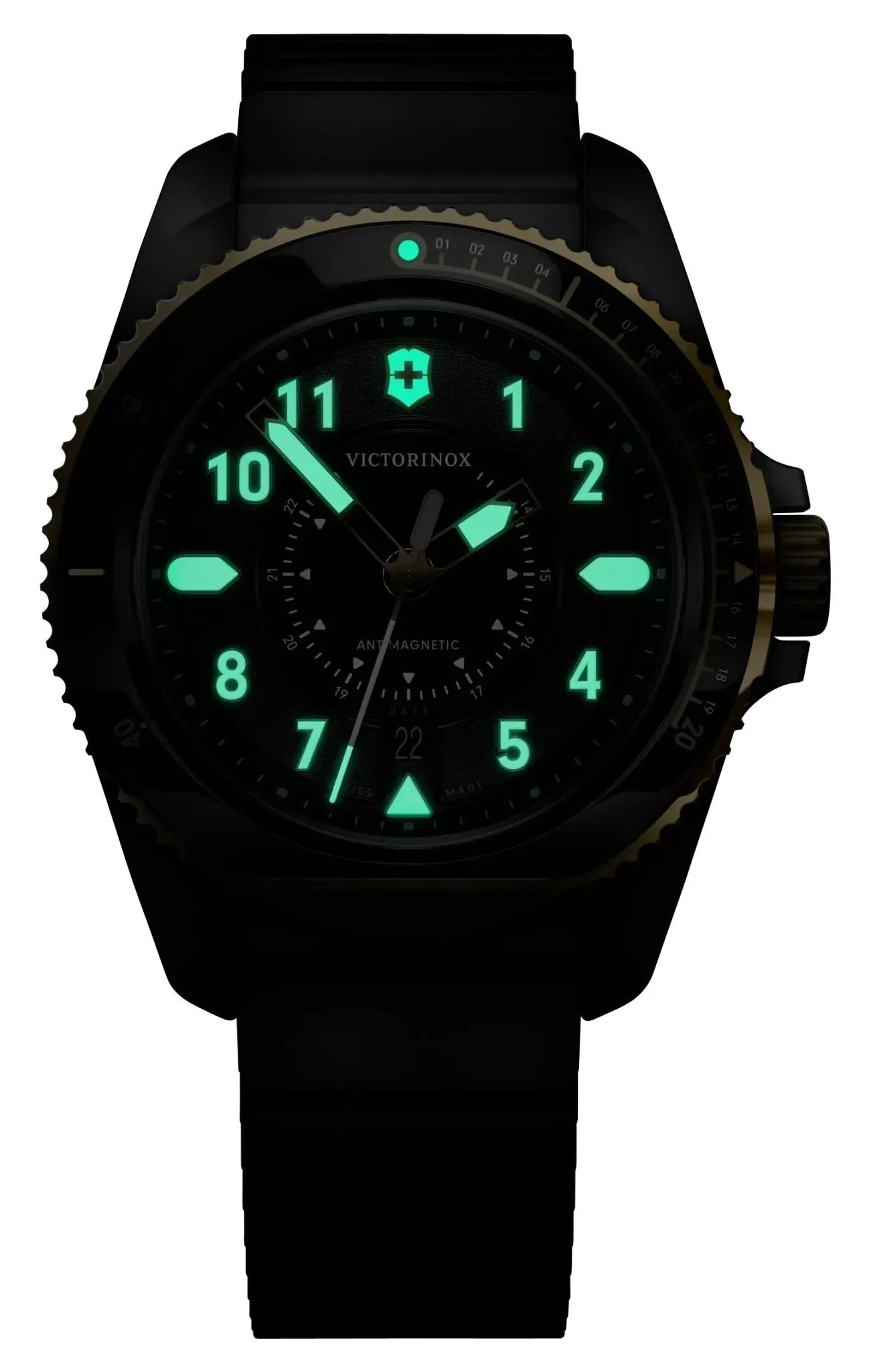 Victorinox Swiss Army Journey 1884 Stainless Steel Black Dial Black Rubber Strap Date Divers Quartz Mens Watch 242014