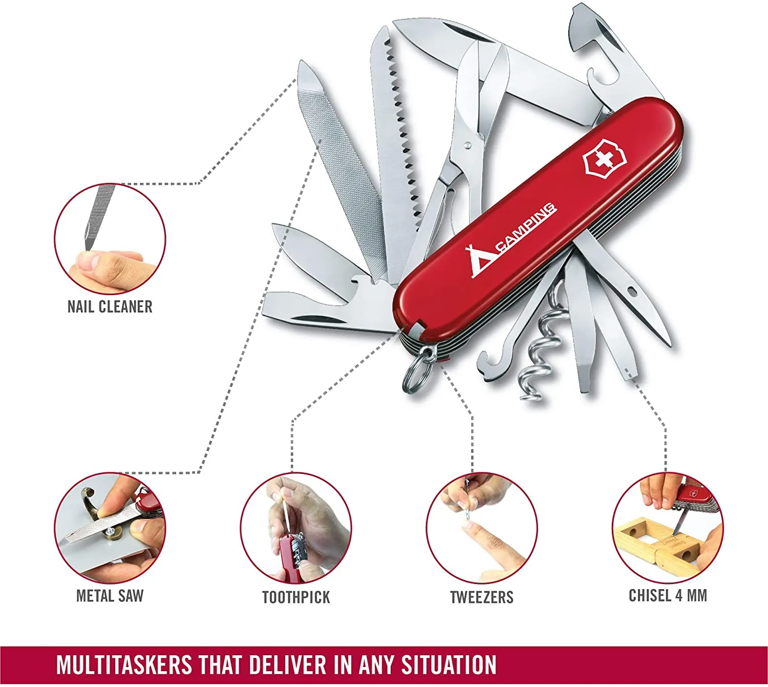 Victorinox Swiss Army Ranger Red Medium Pocket Knife with 21 Functions 1.3763.71